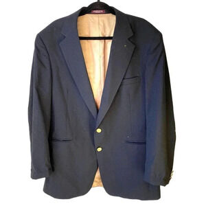 Evan-Picone Tailored For Shack’s Dark Blue Pure Wool Suit Blazer Mens 44L Pocket